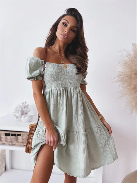 Damen Schulterfrei Sommerkleid | Midi