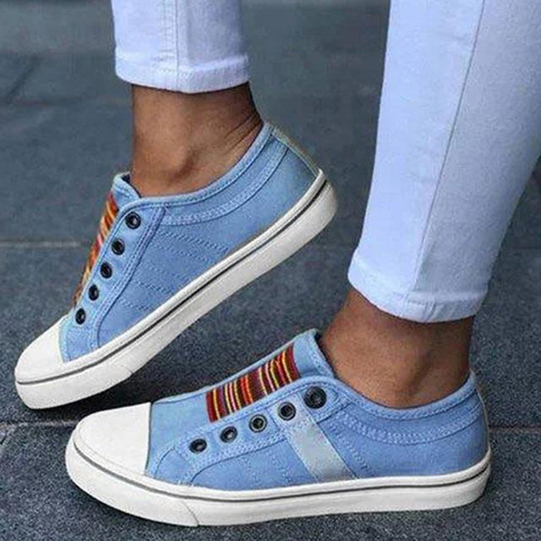 Reinschlüpfen-Turnschuhe aus Segeltuch für Damen | Flach