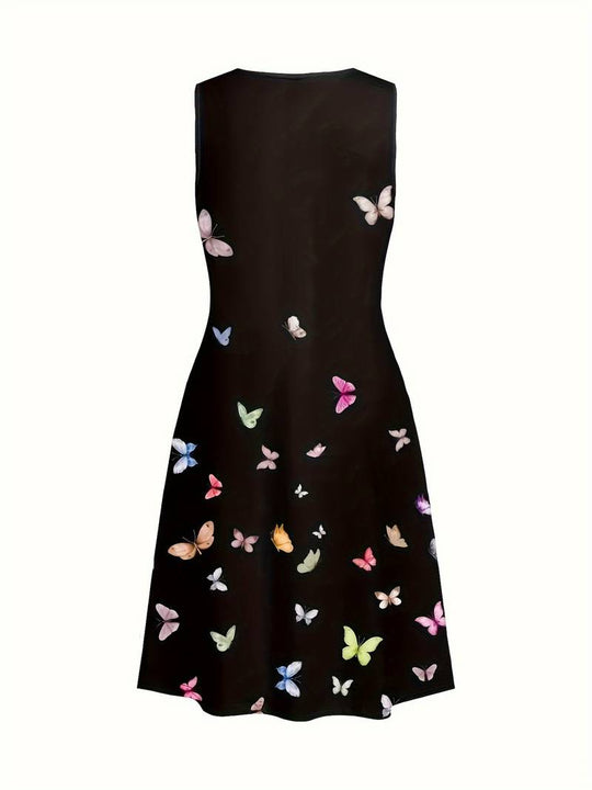Damen Rundhalsausschnitt Kleid | Midi