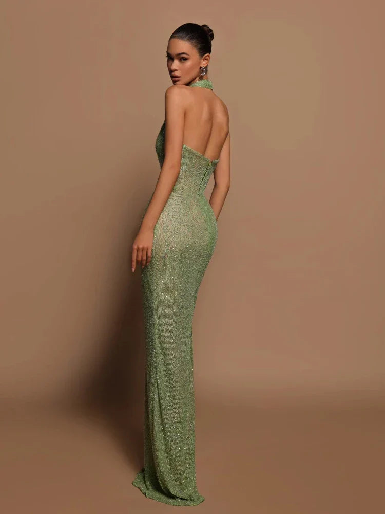 Elegantes rückenfreies Damenkleid | Maxi