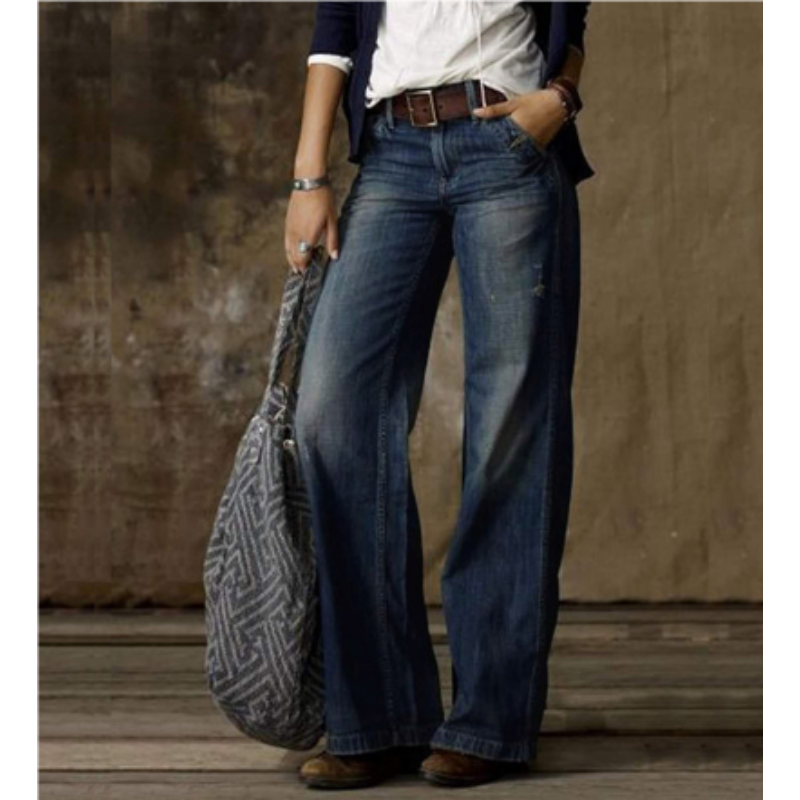 Damenjeans mit Hoher Taille | Vintage Weitgeschnittene Hose