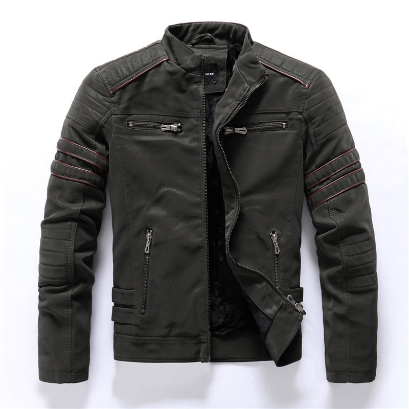 Bikerjacke für Herren | Klassischer Motorradstil mit Reißverschlusstaschen