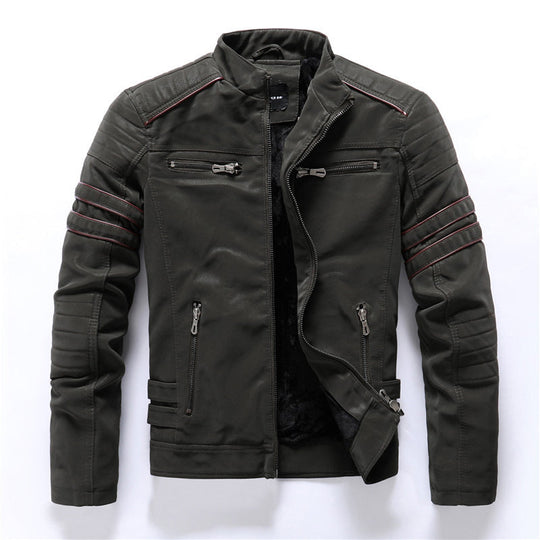 Bikerjacke für Herren | Klassischer Motorradstil mit Reißverschlusstaschen
