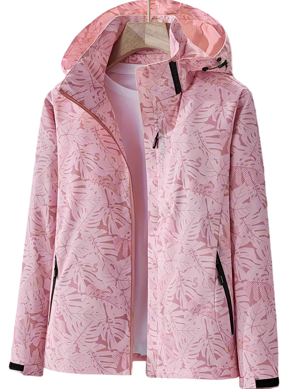 Damen Draußen Jacke mit Kapuze | Leichter Bedruckter Windbreaker