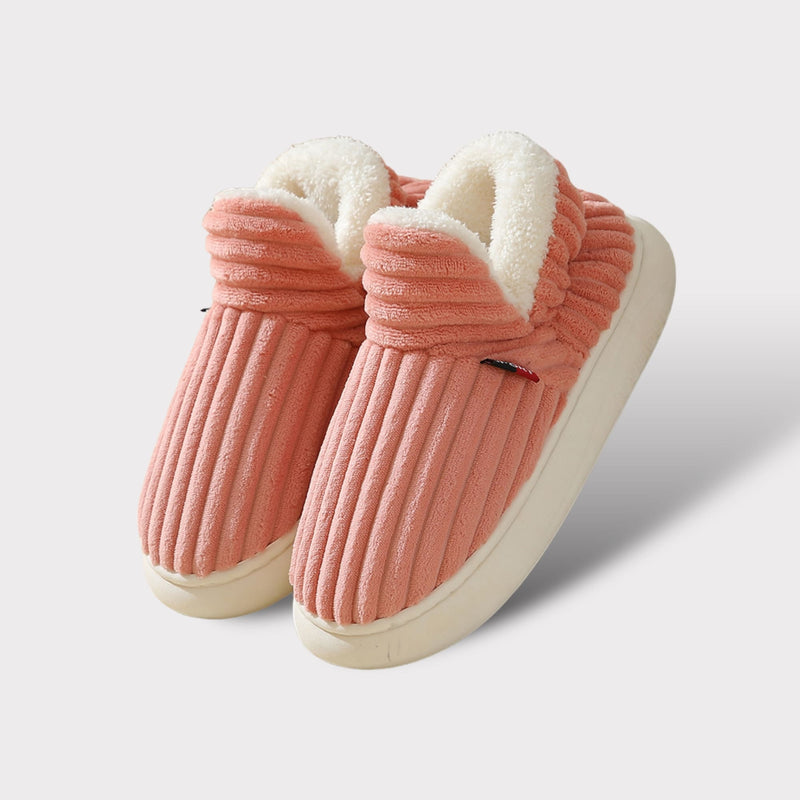 Damen Plüsch Hausschuhe | Warme Slipper mit Rutschfester Sohle