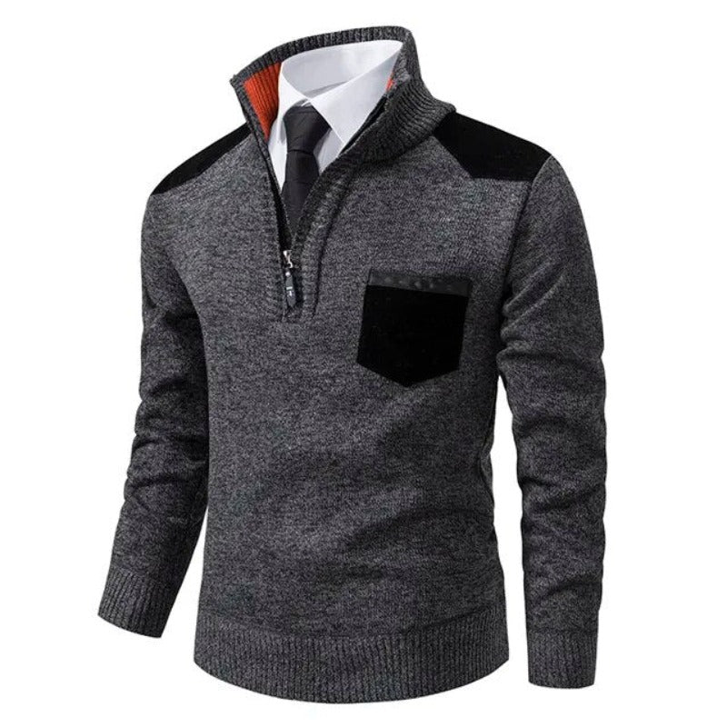 Rollkragenpullover für Herren | Pulli mit Reißverschluss und Patches