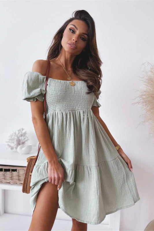 Damen Schulterfrei Sommerkleid | Mini