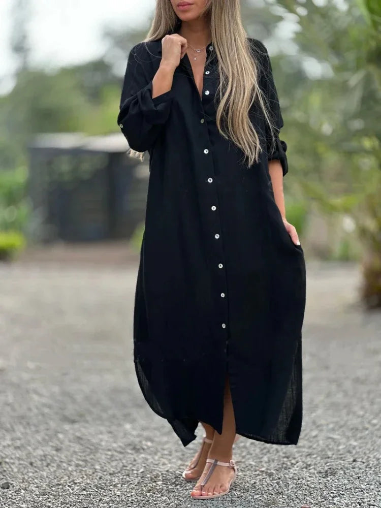 Geknöpftes Kleid für Damen | Maxi