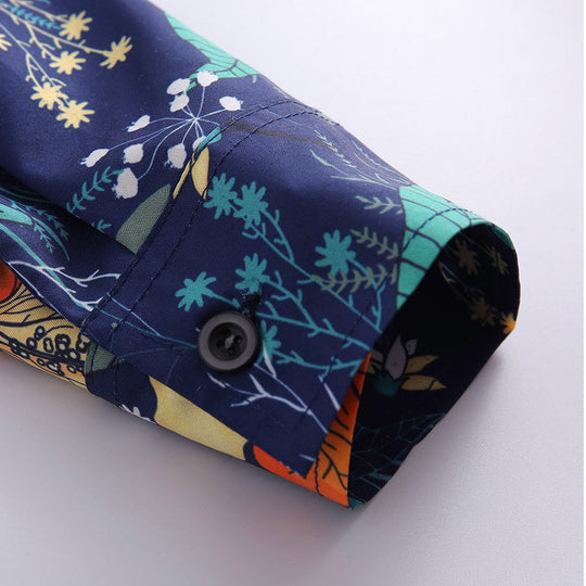 Blumenmuster Langarm Knopfleiste Hemd für Herren | Langarm