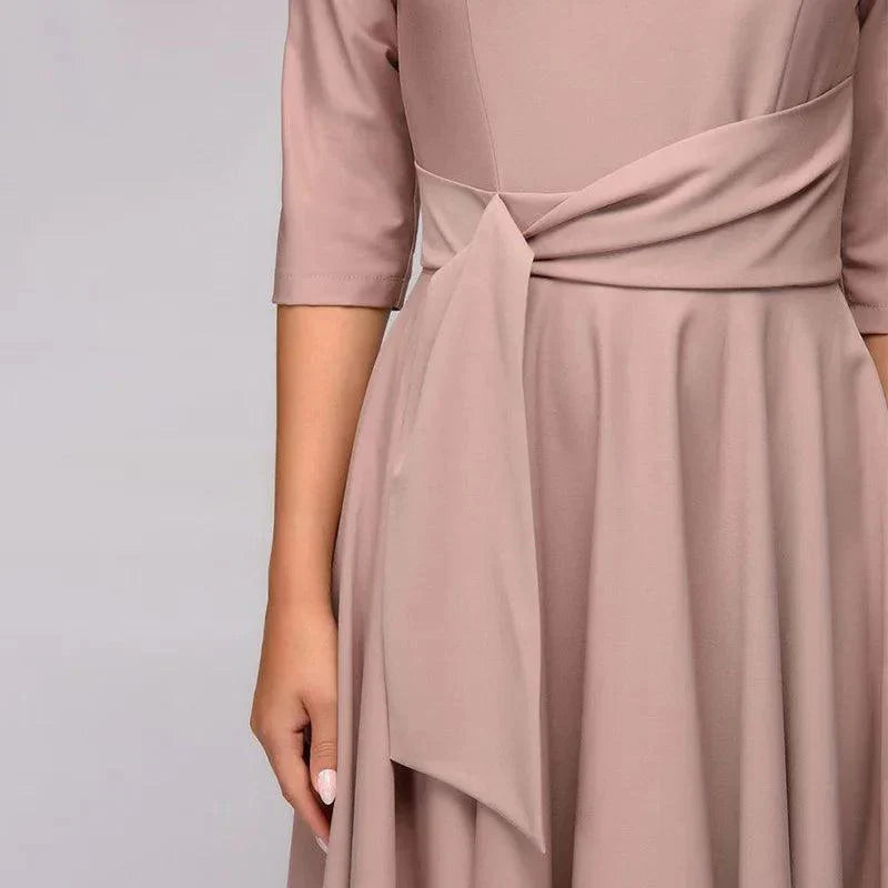 Schickes Midikleid | A-Linie mit Taillengürtel für Damen