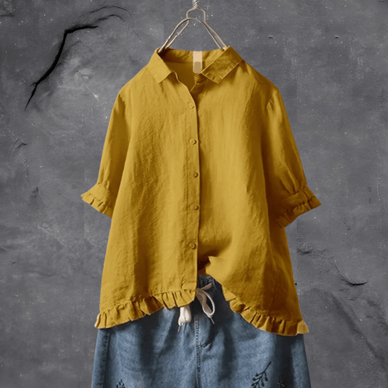 Damen Sommerbluse | Geraffte Ärmel
