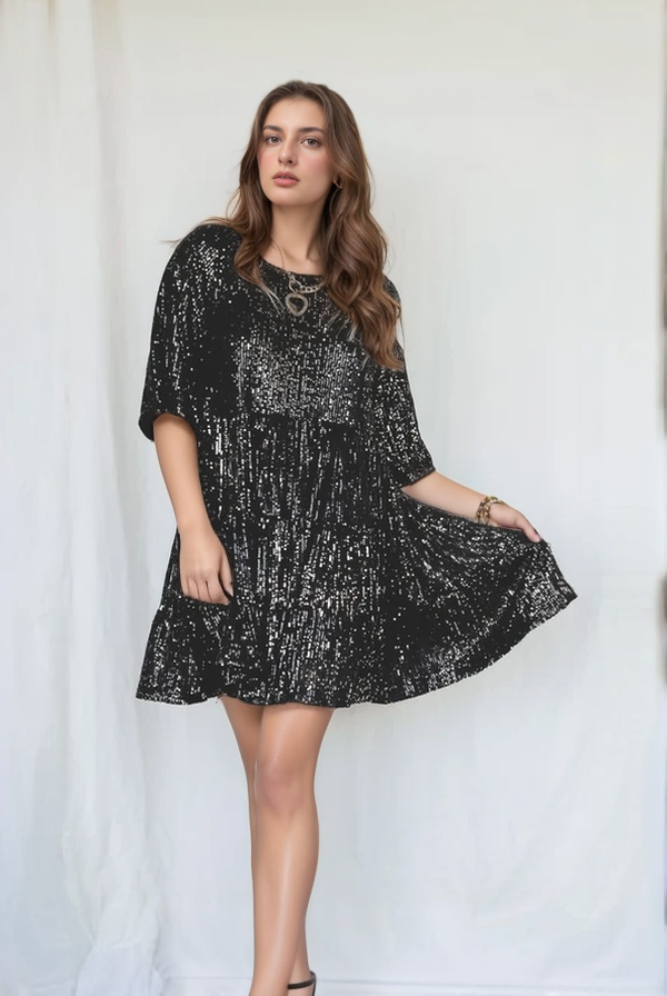 Glitzerndes Pailletten Partykleid für Damen | Mini