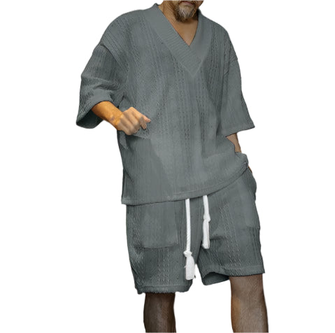 Herren Kabelgestrickte Sommer-Set | Zweiteilig
