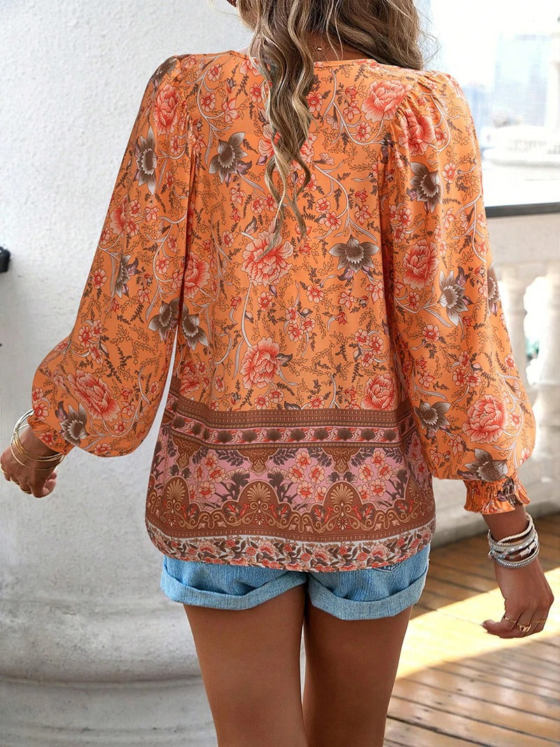 Damen Bluse mit Blumendruck | Boho