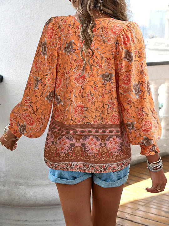 Damen Bluse mit Blumendruck | Boho