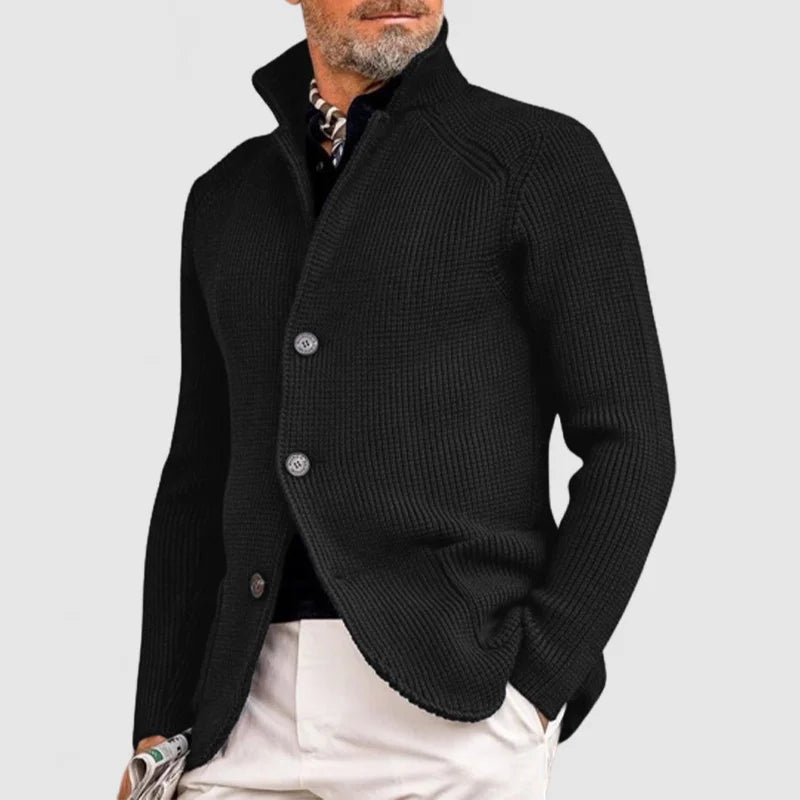 Herren Strickjacke mit Rippenstrick | Klassischer Knopf hoch