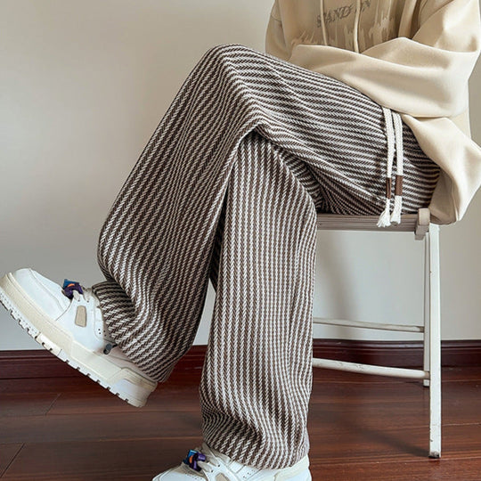 Gestreifte Jogginghose für Herren | Weite Hose mit Kordelzug