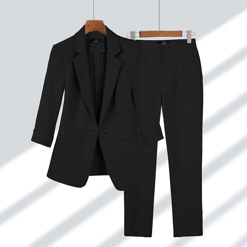 Damen Blazer & Hose Set | Einzelner Knopf