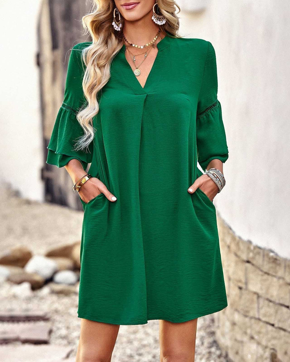 Damen Sommerkleid mit Rüschen | Mini