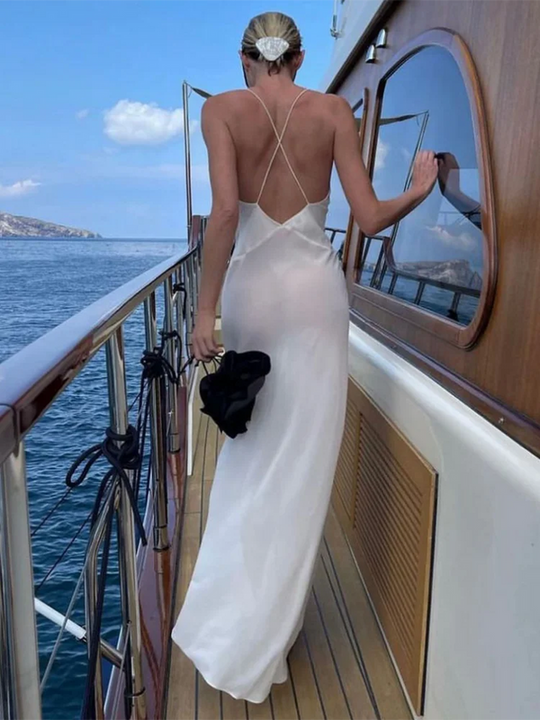 Damen Tiefer V-Ausschnitt Maxikleid | Party