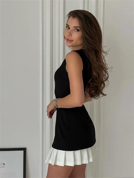 Zweifarbiges Damen Freizeitkleid | Mini