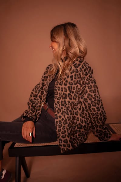 Button-Up Oberbekleidung für Damen | Jacke mit Leopardenmuster