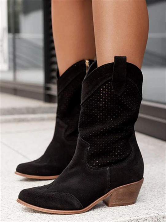 Rodeo-Stiefel im perforierten Stil für Damen | hoch geschnitten