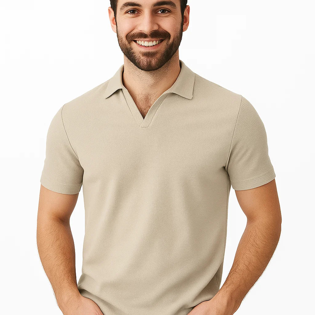 Herren Rippenstrick-Poloshirt | Lässig