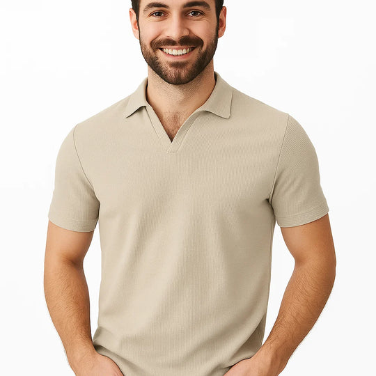 Herren Rippenstrick-Poloshirt | Lässig