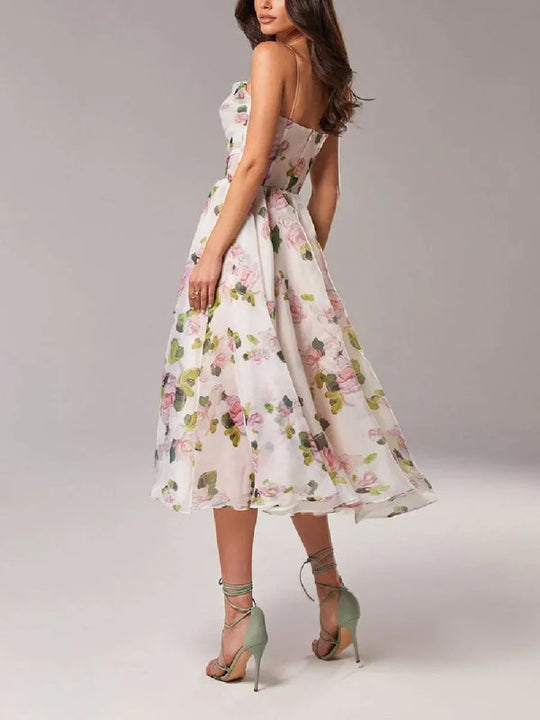 Damen Kleid mit floralen Spitzeneinsätzen | Midi