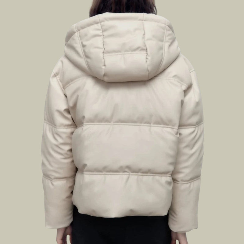 Kurze Pufferjacke für Damen | Oberbekleidung mit Kapuze und Reißverschluss vorne
