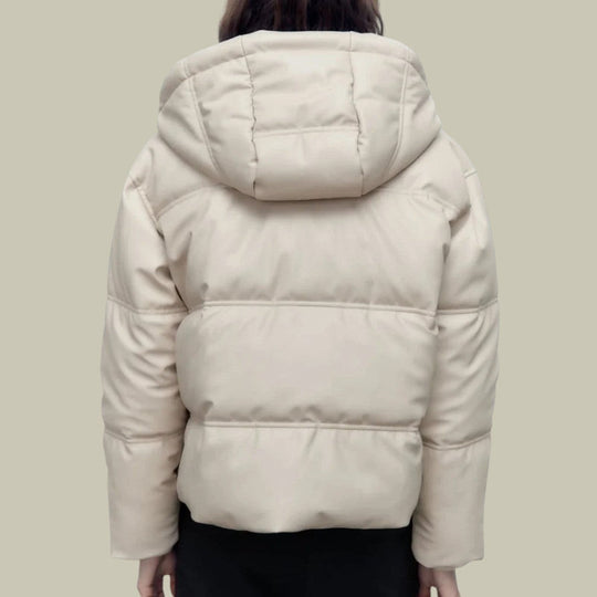 Kurze Pufferjacke für Damen | Oberbekleidung mit Kapuze und Reißverschluss vorne