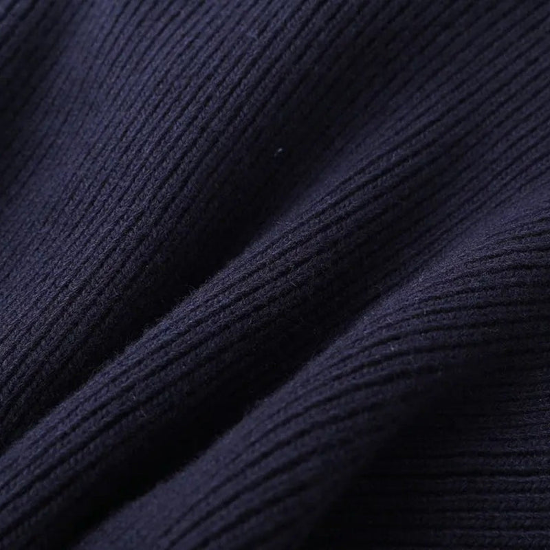 Geknöpfte Strickjacke für Damen | Denim-Stehkragen