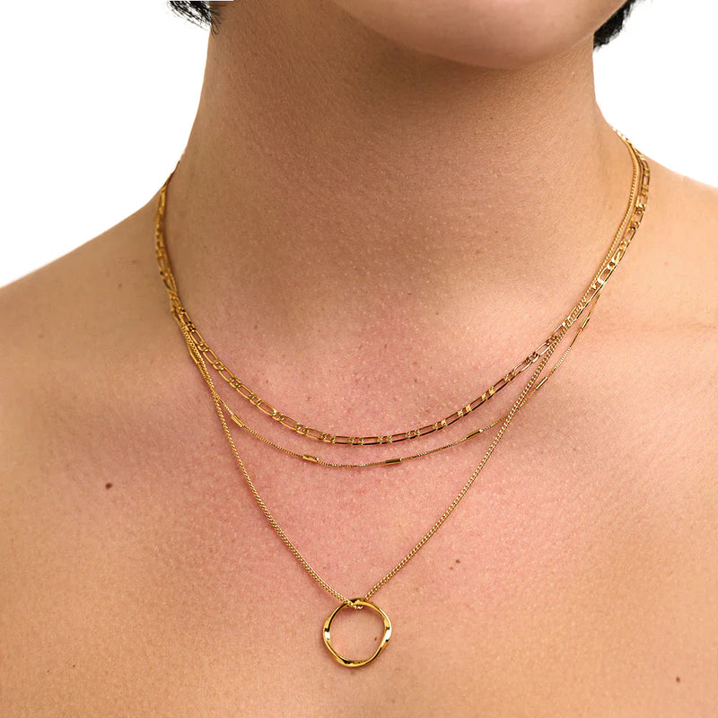 Kreis dreireihige Halskette | Gold 18k