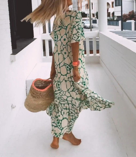 Damen Kleid mit kurzen Ärmeln | Midi
