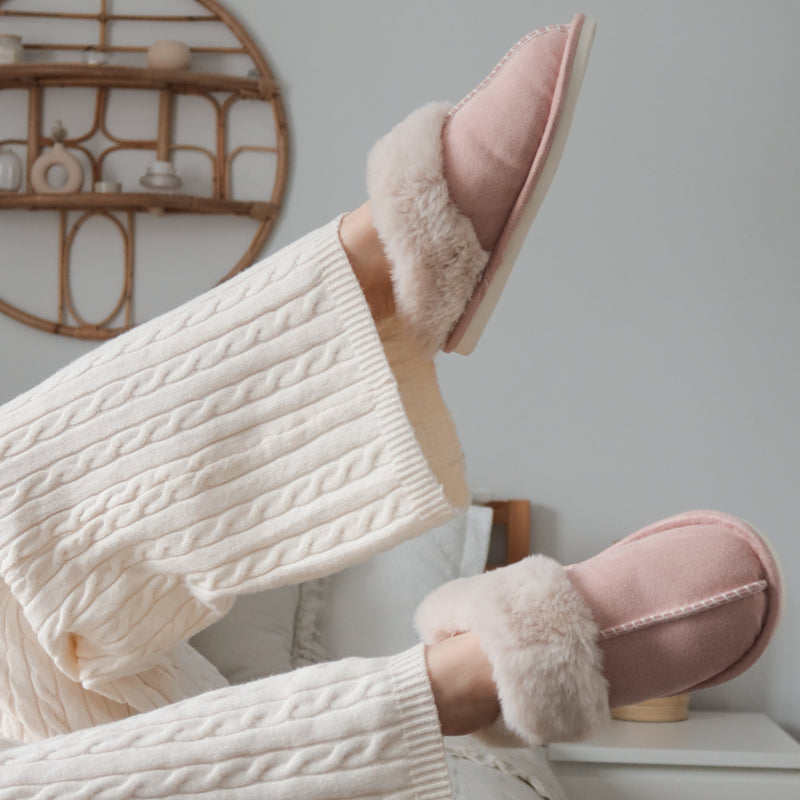Plüsch-Karo-Hausschuhe für Damen | Warme reinschlüpfen