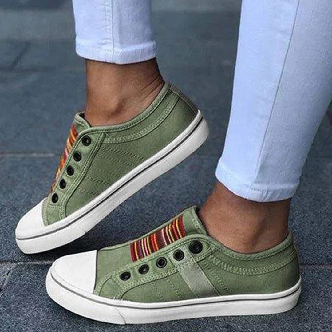 Reinschlüpfen-Turnschuhe aus Segeltuch für Damen | Flach
