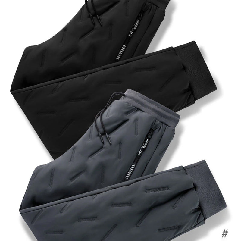 Fleece Gefütterte Gesteppte Jogger Hose für Herren | Kordelzug Taille