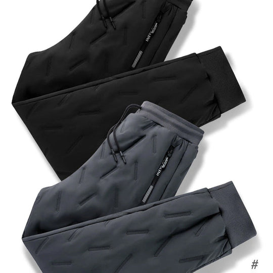 Fleece Gefütterte Gesteppte Jogger Hose für Herren | Kordelzug Taille
