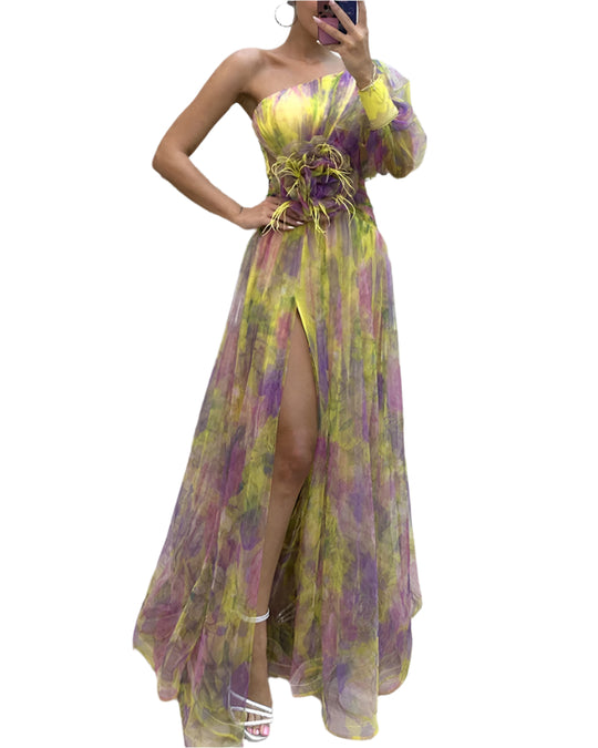 Festliches Aus-Schulter Damen-Kleid | Maxi