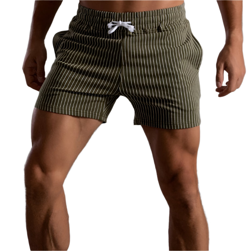 Gestreifte sportliche Herren-Lauf Kurze Hosen | Seitentaschen