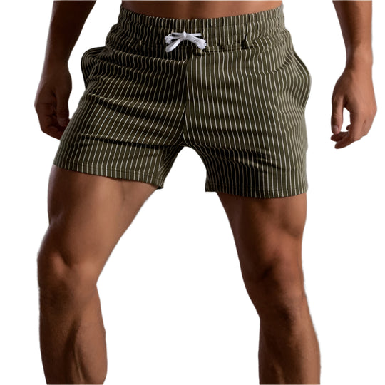 Gestreifte sportliche Herren-Lauf Kurze Hosen | Seitentaschen