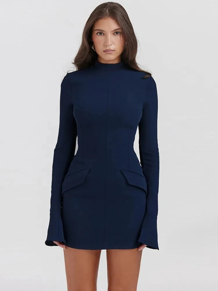 Langärmeliges Damenkleid | Mini