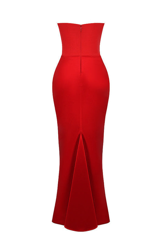 Drapiertes Maxi-Abendkleid für Damen | Trägerlos