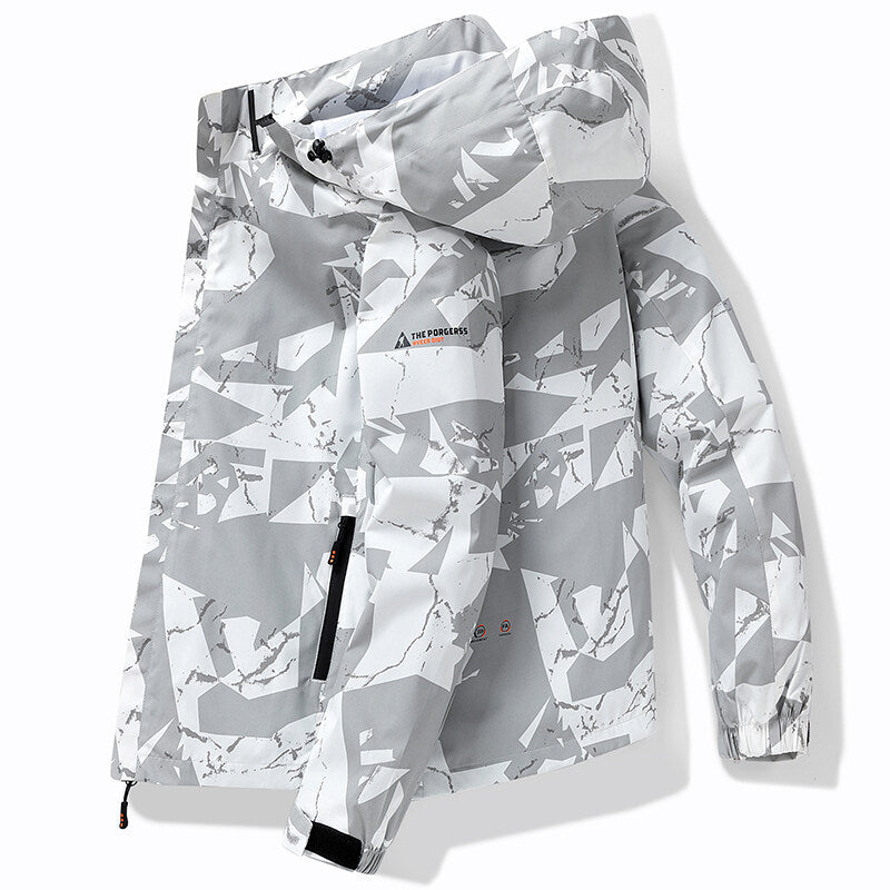 Herren Skijacke | Winterjacke mit Reißverschluss und Printmuster