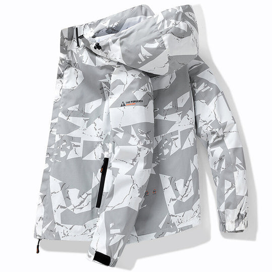 Herren Skijacke | Winterjacke mit Reißverschluss und Printmuster