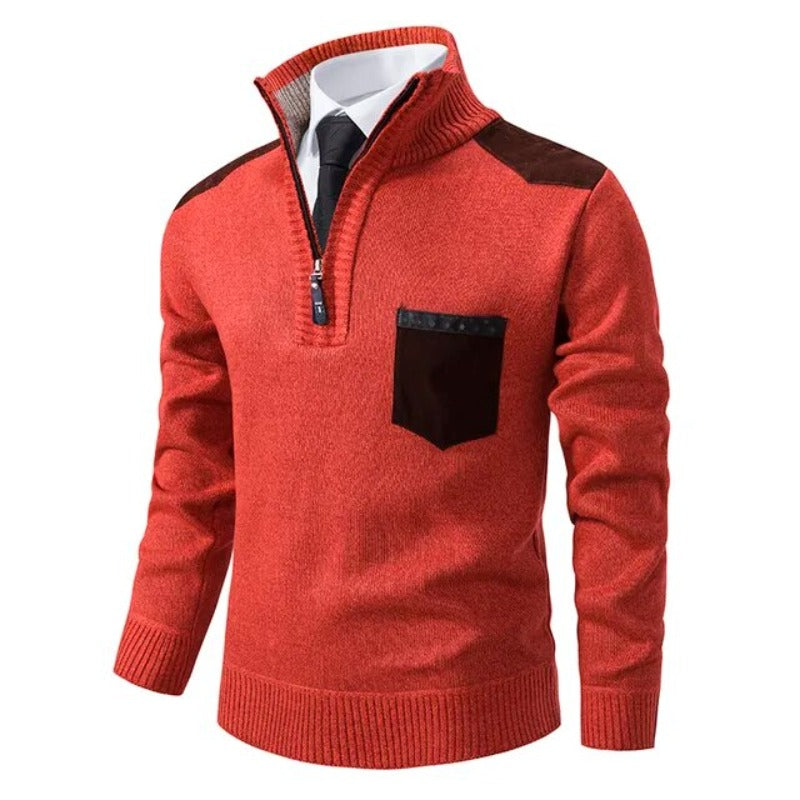 Rollkragenpullover für Herren | Pulli mit Reißverschluss und Patches