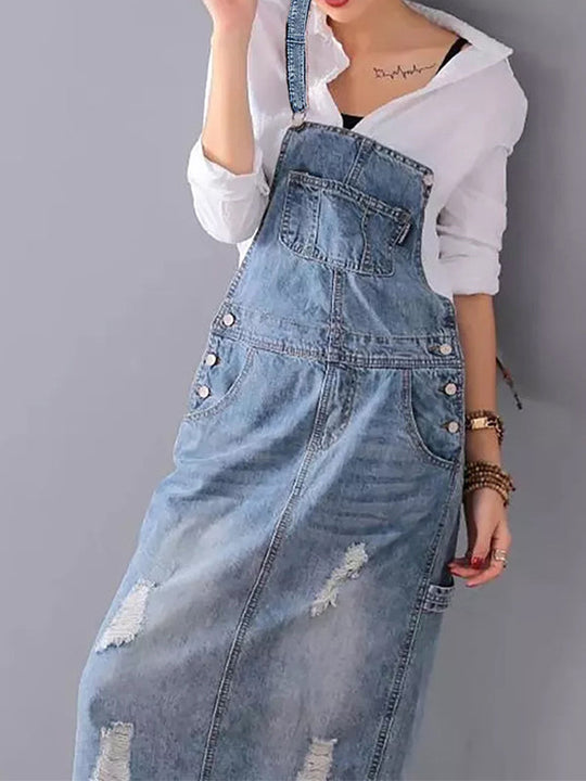 Denim-Kleid für Damen | Midi mit verstellbaren Trägern