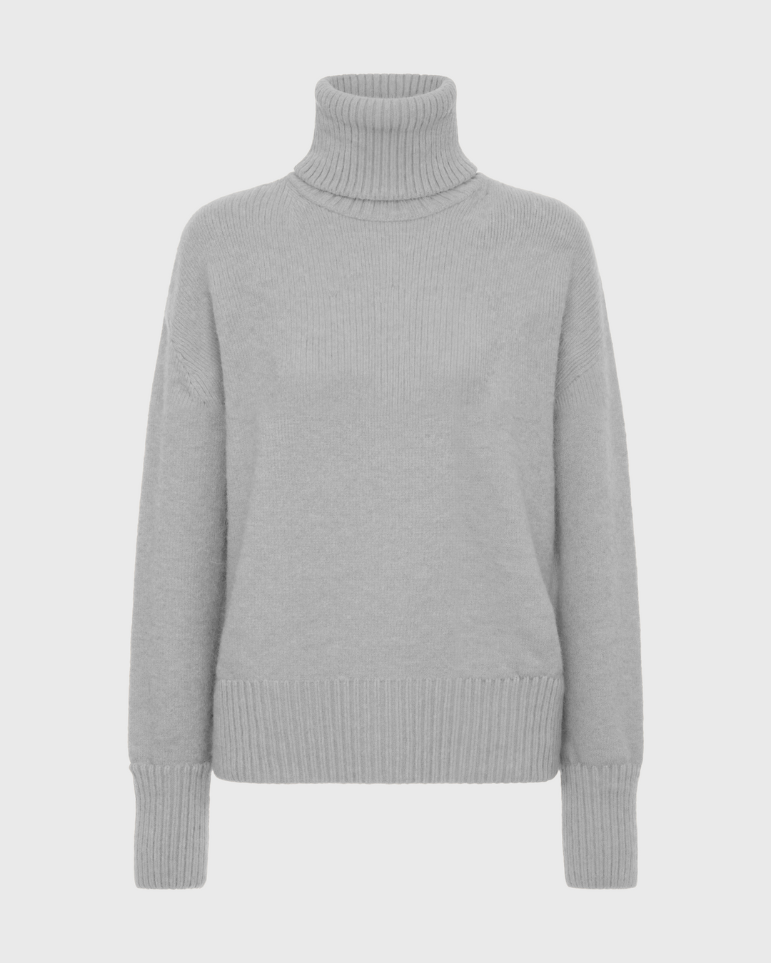 Rollkragen Lockere Passform Grobstrick Pullover für Damen | Gerippte Manschette