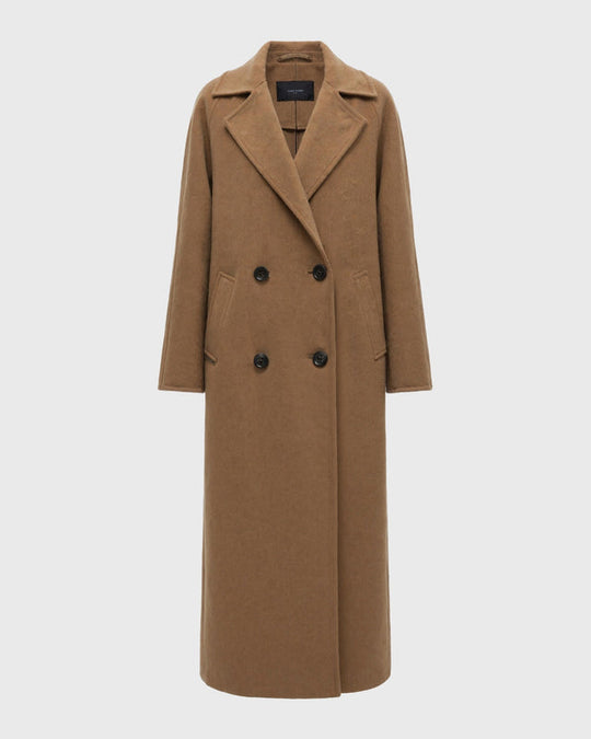 Doppelreihiger Revers Gerader Schnitt Langer Mantel für Damen | Lockere Silhouette